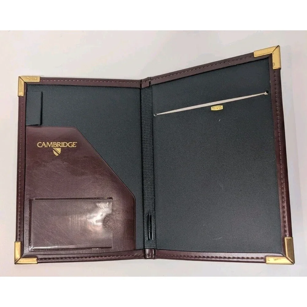 Vintage Cambridge Executive Padfolio Portfolio Brown Faux Leather 8.25x6.25